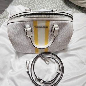 Michael Kors MK Bedford SM White Logo Satchel Crossbody 2-Way Bag NWT